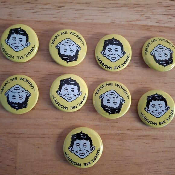 9x 1996 Alfred Neuman What Me Worry Promo Button Pins Mad Magazine
